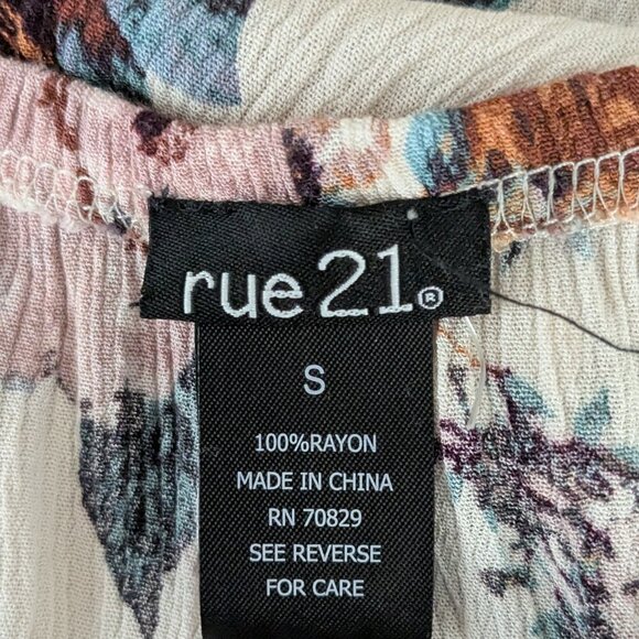 RUE 21 Beige/Yellow Gold, Short Sleeve Boho Peasant Straight Mini Dress; Size S - Picture 4 of 5